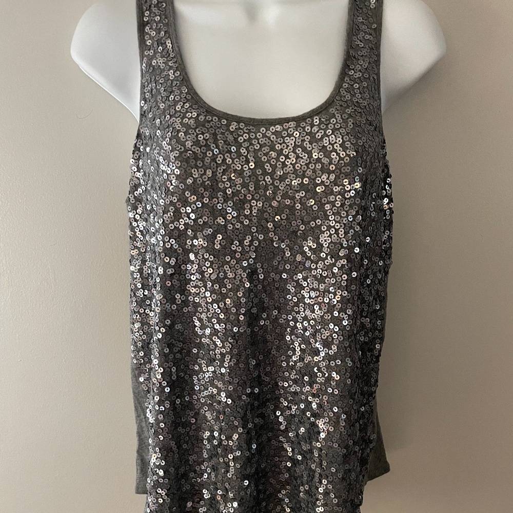 express sparkly sequin tank top grey silver